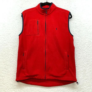 Polo Ralph Lauren Vest Mens Large Red Blue Fleece Vintage Outdoors Retro Rugby